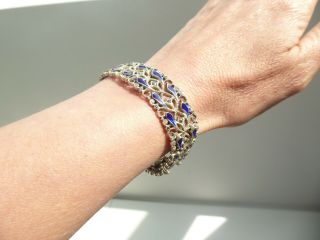 A Fine and Collectable Bernard Instone Silver Blue Enamel and Marcasite Bracelet 2