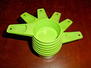 6 Vintage Tupperware Lime Green Measuring Cups