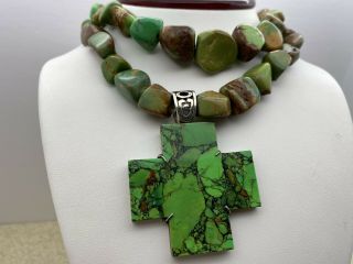 Jay King Dtr Sterling Silver 925 Green Turquoise Cross Necklace