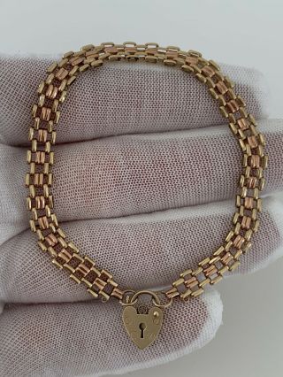9ct Yellow & Rose Gold Padlock Clasp Bracelet,  9k 375 Asj