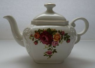 Wood & Sons Porcelain Floral Teapot No Chips Or Cracks @6.  5 " T.  Made In England.