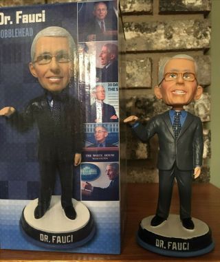 Dr.  Fauci Blue Tie Numbered Bobblehead Flatten The Curve
