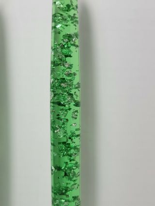 Mcm Green Lucite Taper Candle With Silver Flecks.  (1),  Retro 12 "