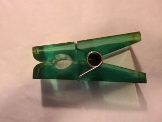 Vintage 8 " Giant Green Acrylic Lucite Clothes Pin Paperweight Pop Art Figurine