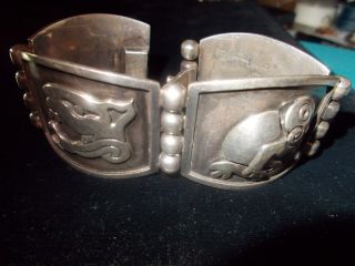 Heavy Sterling Silver Bracelet 62.  Grams,  6 1/2 Inches,  Signed Miguel,  Taxco,