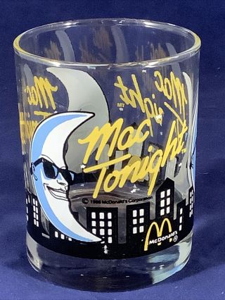 Vintage 1988 Mcdonald’s Mac Tonight Moon Sunglasses 4” Glass Tumbler See De