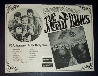 Moody Blues In Search Of The Lost Chord Us Tour 1968 Sm.  Poster Type Concert Ad