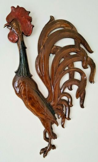 Vtg Sexton Cast Metal Rooster Large Wall Art Hanging Plaque Mid Century Mod 19 "