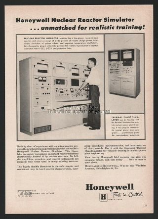 1960 Honeywell Nuclear Reactor Simulator Atomic Energy Thermal Plant Training Ad