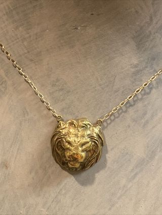 Stunning Fine Signed Kiri 14k Solid Gold Lion Necklace 2.  22 Grams Not Scrap