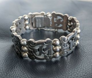 Taxco Hector Aguilar Style Sterling Bracelet By Alicia Heavy 6.  25 "