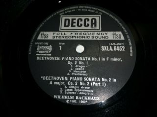 $DECCA SXLA 6452 - 61 WILHELM BACKHAUS BEETHOVEN THE PIANO SONATAS 10 LP NM 2