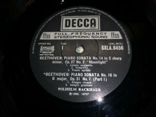 $DECCA SXLA 6452 - 61 WILHELM BACKHAUS BEETHOVEN THE PIANO SONATAS 10 LP NM 3