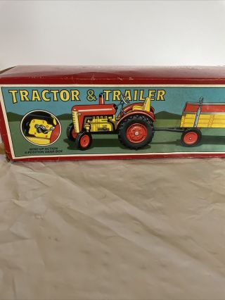 Schylling Tractor And Trailer Wind Up Action Gear Box