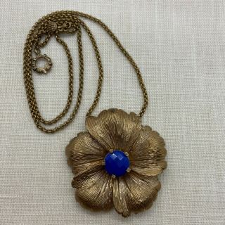 Vintage STEPHEN DWECK Signed Flower Necklace LAPIS 2