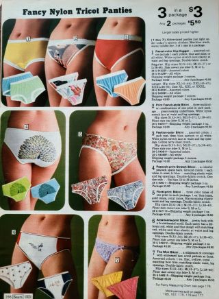 1975 1970s Stretch Briefs & Panties Underwear For Young Ladies = 2 Paper Ads