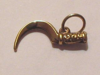 Victorian Gold Plated Sterling Silver " Sickle " Charm 18 X 8mm