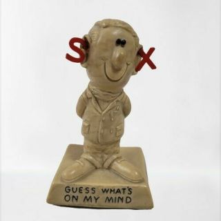 Vtg 1968 Russ Wallace Berrie & Co Funny Statue Figurine " Guess Whats On My Mind "