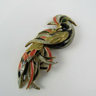 D’Orlan Bird of Paradise Brooch Beatiful Signed Multicolor Vintage Collectible 2