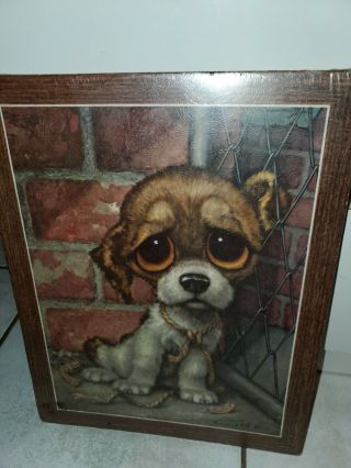 Vintage Gia Winde Pitty Puppy Dog Litho Wall Art Plaque Framed Soroka Sales