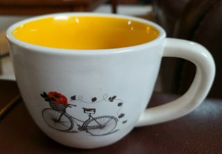 Magenta - Bicycle Pumpkin In Basket Design Coffee Mug - Bright Yellow Inside