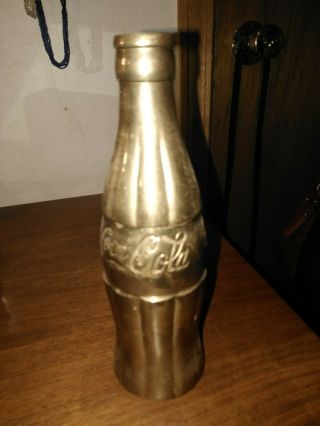 Vintage Coca - Cola Coke Brass Bottle Paperweight Collectible 7 " Tall Heavy