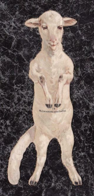 Scarce Victorian Trade Card Mclaughlins Xxxx Coffee Animal Paper Doll Mrs.  Sheep