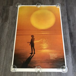 Vintage Hippie Love A Wash Of Sand Poster Wall Photograph Art 1971 Peace Ocean