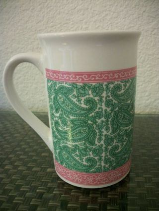 Royal Norfolk Paisley Green And Pink Coffee Cup Mug 12 Oz Greenbrier