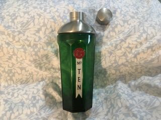 Tangueray Gin Green Glass Metal Etched Metal Cap Shaker