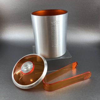 Chivas Regal Scotch Whiskey Spun Aluminum Advertising Ice Bucket Tongs Barware