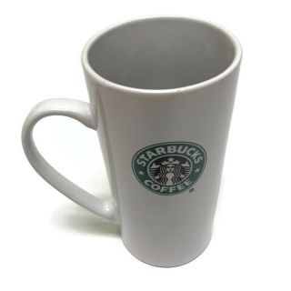 Starbucks Tall Skinny Coffee Latte Mug Cup 14 Oz.  2008 White Green Mermaid Logo