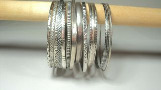 12 Vintage Sterling Silver Bangle Bracelets/all Marked