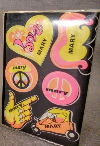 Vintage Nos Mid Century Mod Groovy 60s Psychedelic Mary Stickers Sheet