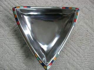 Mikasa Carnival Large Triangular Serving Bowl With Inlaid Mosaic Design & Box