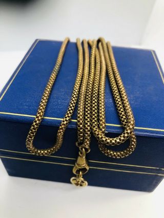 Antique Victorian Rolled Gold Muff Chain/Guard,  Dog Clip Clasp & Clover ☘️ Charm 2