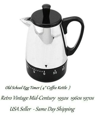 Retro Vintage Style Coffee Kettle Pot Wind Alarm Mechanical Minute Timer Clock