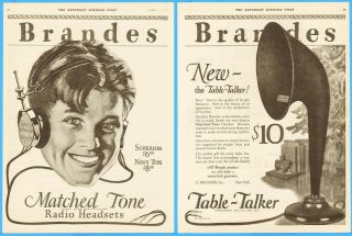 1923 C.  Brandes Inc Radio Superior Headphones Navy Type Headset Table Talker Ad