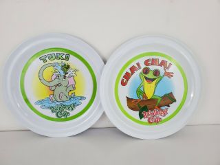 Two Rainforest Cafe Plastic Plates Tuki The Elephant & Cha Cha The Frog 2002
