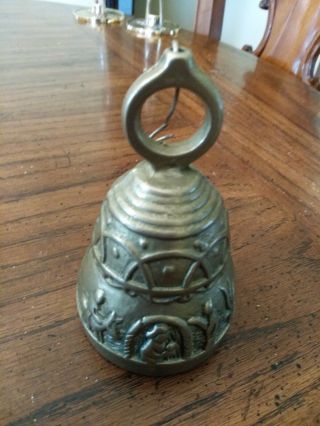 Gorgeous Old Ornate Cast Brass Door Servant Dinner School Bell
