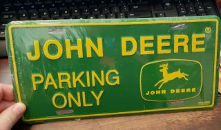 John Deere Parking Only Metal License Plate In Plastic - Licensed