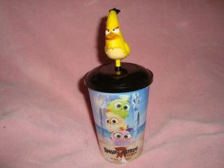 The Angry Birds 2 Movie Cup & Topper Yellow Bird Chuck Figure Plastic