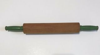 Vintage Wooden Green Handled Rolling Pin