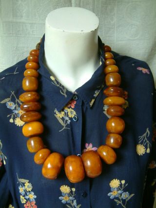 Vintage Stunning Coloured Very Large Tree Resin Copal Amber Necklace Fr Africa.