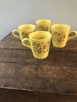 Vintage Collingwood Ware Staffordshire Flower Mugs Cups Set Of 4 Made In England