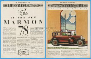 1928 Marmon Motor Car Co Indianapolis In 78 Five Passenger Sedan Car Art Ad