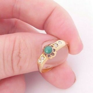 18ct Gold Rose Cut Diamond Ring,  5 Stone Victorian