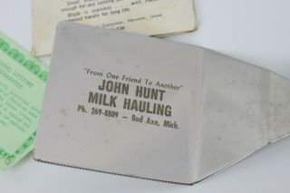 Vtg Vernco Spatula Bad Axe MI Milk Hauling John Hunt Advertisement Dairy Farmer 3