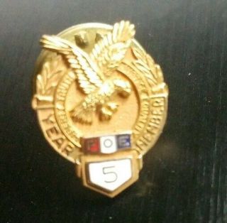 1/10 10k Gold Foe 5 Year Service Pin Fraternal Order Of Eagles