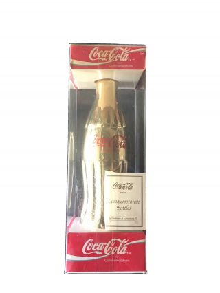 Coca Cola 1994 Gold Commemorative 8 Oz Glass Bottle Coke Limited Edition Vintage